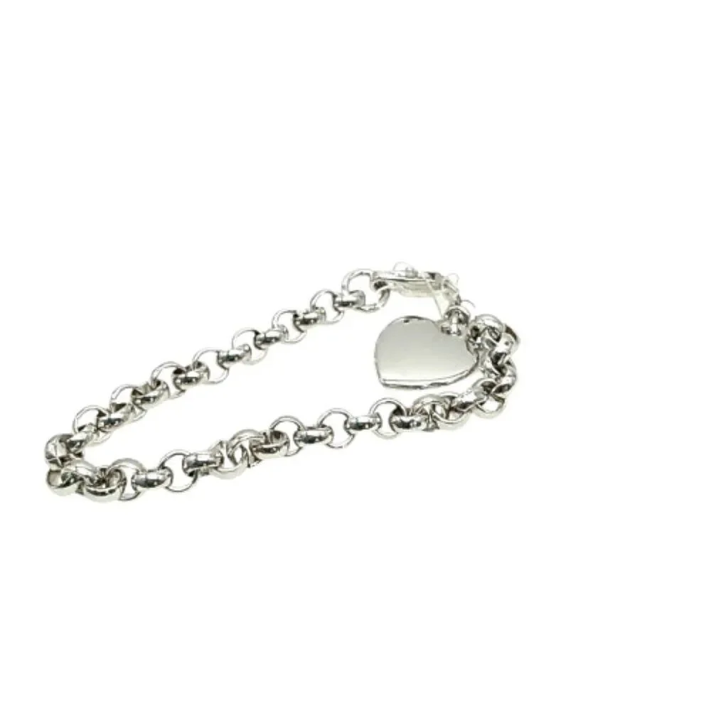 Park Lane Cherish Heart Bracelet Silver-tone Charm Crystal Accent Rolo FLAW READ